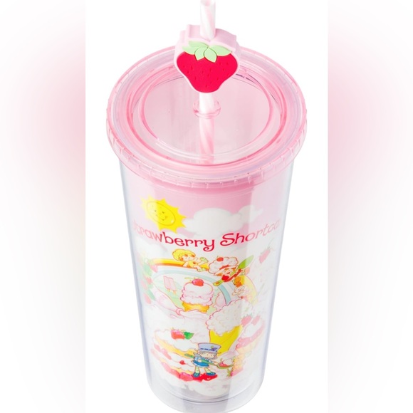 Strawberry Shortcake Pink Tumbler with Straw 24 oz. - Picture 4 of 8